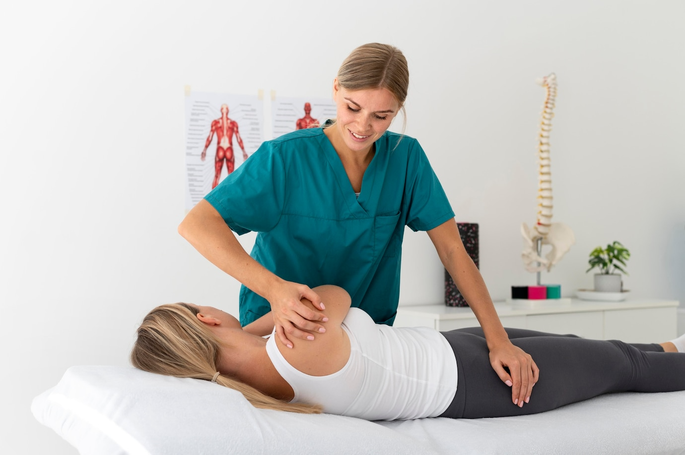 Therapy and Rehabilitation woman having physiotherapy session clinic 23 2149115632